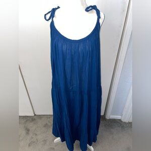 NWT Vintage Sayulita Apparel Blue Gauze Handmade Maxi Dress Size L
